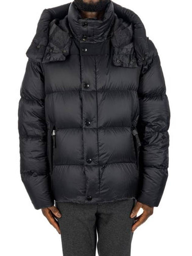 Logo Patch Hooded Down Padding Black - BURBERRY - BALAAN 1