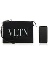 Logo Leather Clutch Bag Black - VALENTINO - BALAAN 7