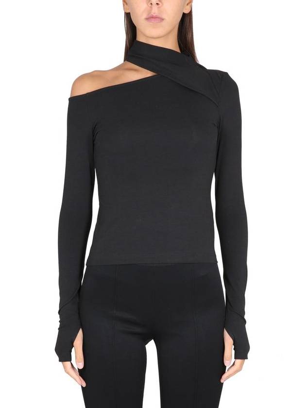 Cotton Blend Long Sleeve T-Shirt Black - HELMUT LANG - BALAAN 1