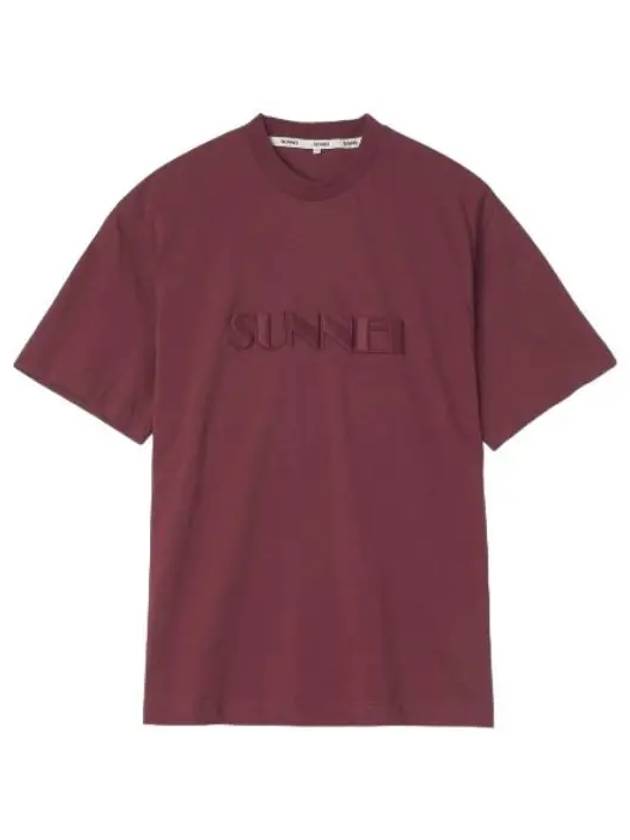 Classic Big Logo Embroidered Short Sleeve T Shirt Bordeaux Sweatshirt - SUNNEI - BALAAN 1