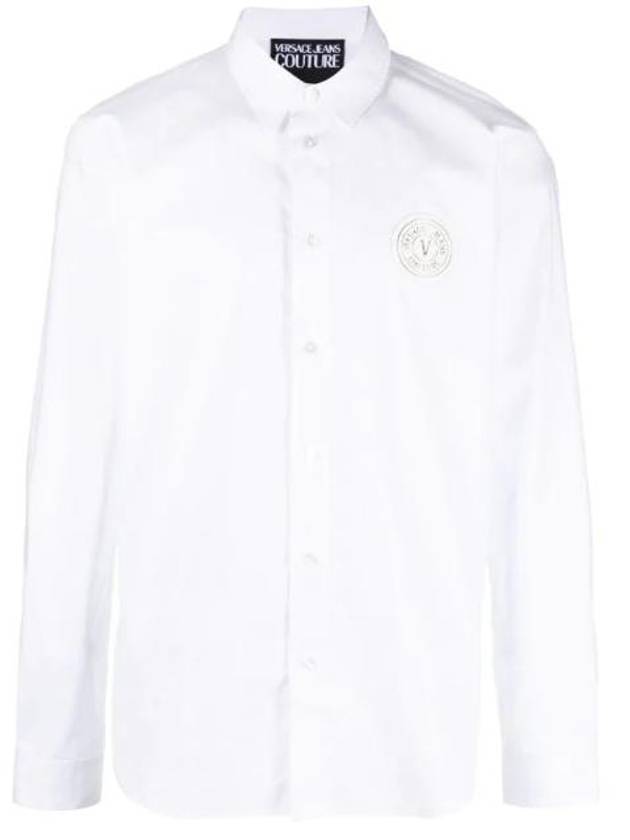 Men's V Emblem Long Sleeve Shirt White - VERSACE - BALAAN 1