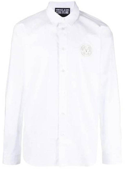 Men's V Emblem Long Sleeve Shirt White - VERSACE - BALAAN 1