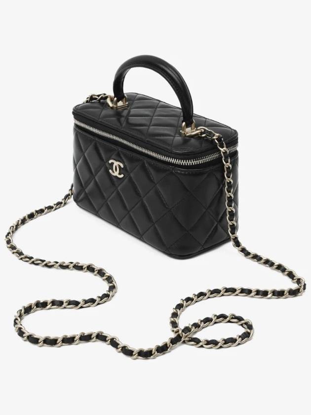 Department Store Full Set Packaging Classic Vanity Top Handle Rectangular Lambskin Black Gold Plated AP2199 - CHANEL - BALAAN 4