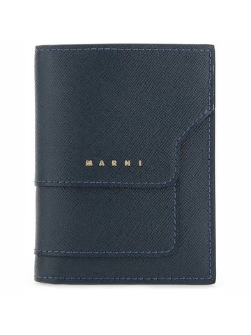 Saffiano Logo Bicycle Wallet Navy - MARNI - BALAAN.