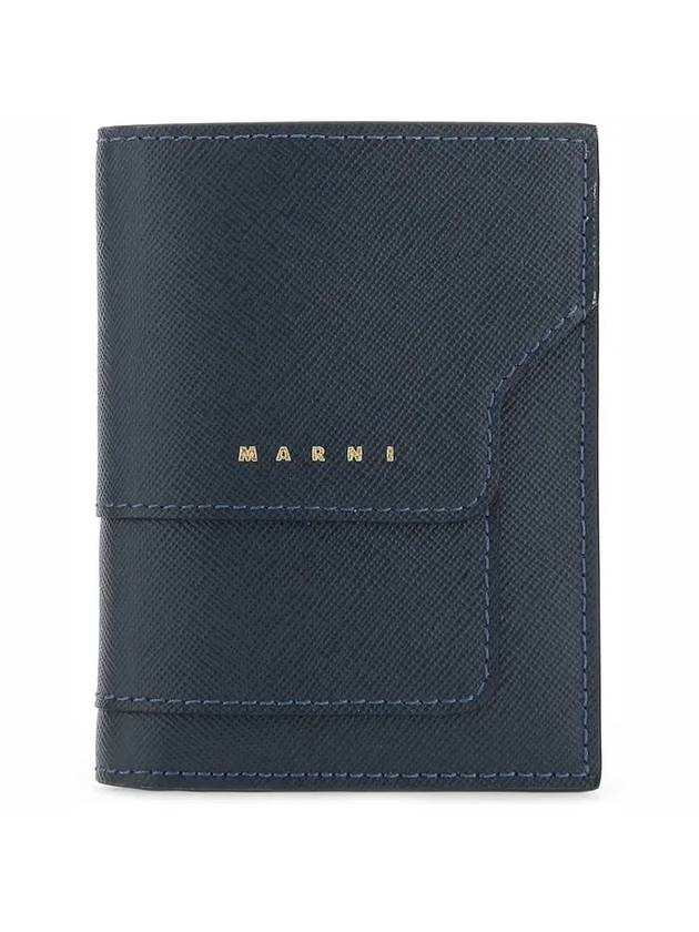 Saffiano Logo Half Wallet Navy - MARNI - BALAAN 1