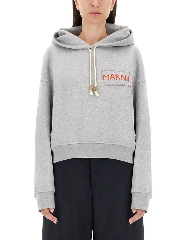 Marni Logo Print Cropped Hoodie - MARNI - BALAAN 5