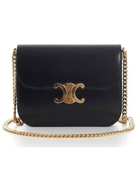 College Triomphe Shiny Calfskin Cross Bag Black - CELINE - BALAAN 2