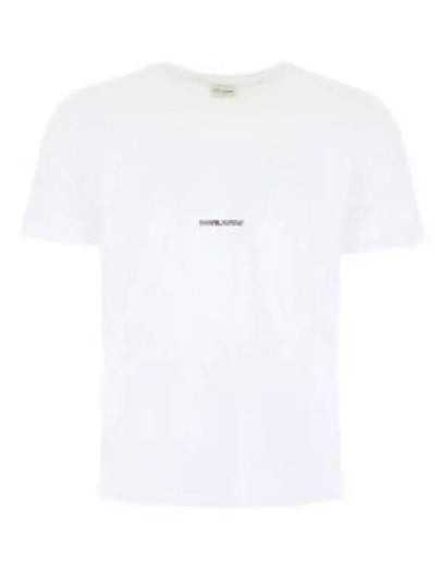 Men's Small Logo Short Sleeve T-Shirt White - SAINT LAURENT - BALAAN 2