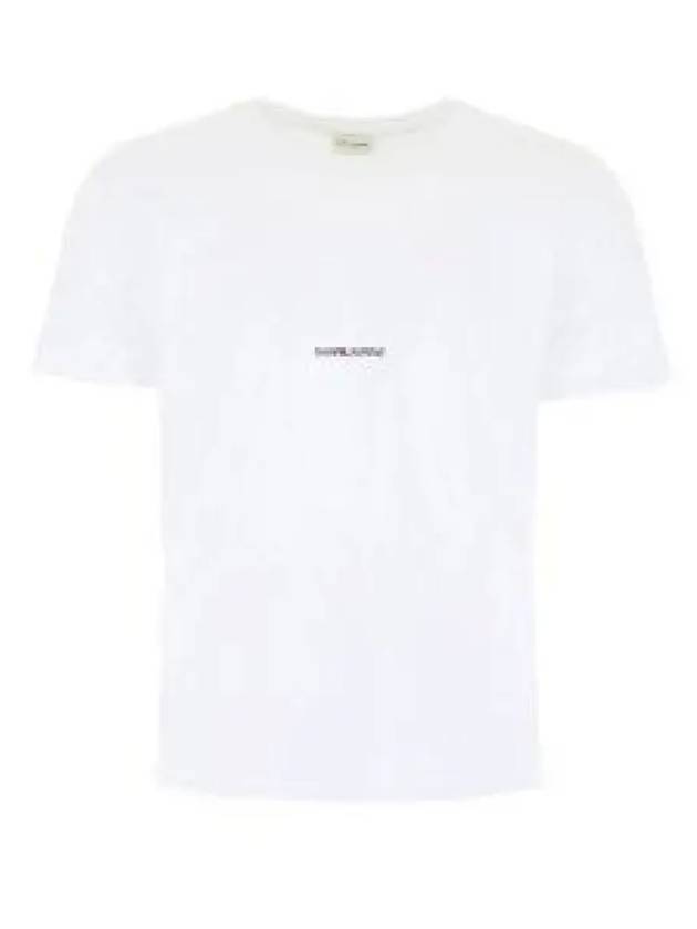 Men's Small Logo Short Sleeve T-Shirt White - SAINT LAURENT - BALAAN 2