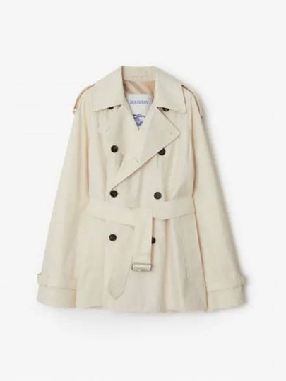 Short Gabardine Trench Coat Ivory - BURBERRY - BALAAN 2