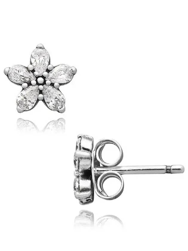 Sparkling Snowflake Stud Earrings Silver - PANDORA - BALAAN 3