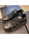 Triangle Logo Leather Low Top Sneakers Black - PRADA - BALAAN 5