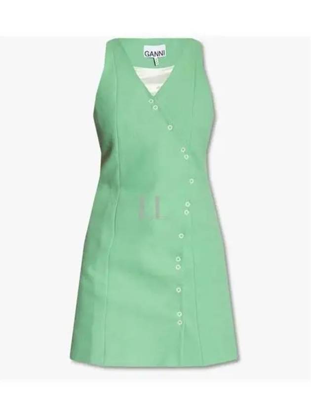 Suiting Sleeveless Short Dress Women's Green - GANNI - BALAAN 2