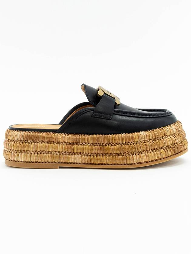 Kate Logo Leather Raffia Bloafer Black - TOD'S - BALAAN 8