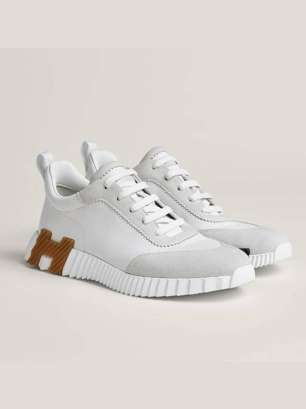 Bouncing Sneakers Calfskin Suede Goatskin Blanc - HERMES - BALAAN 8