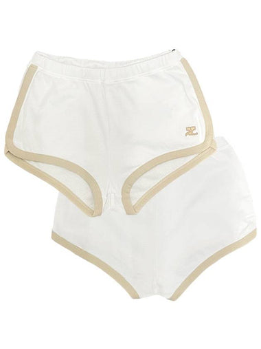 Logo Contrast Mini Shorts Shorts White Oatmeal 124JSH037JS0070 B086 - COURREGES - BALAAN 1