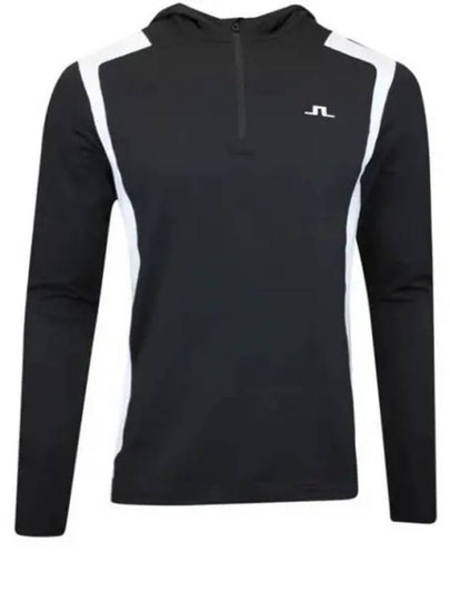 Lucas Quarter Zip Hooded Long Sleeve T-Shirt Black - J.LINDEBERG - BALAAN 2