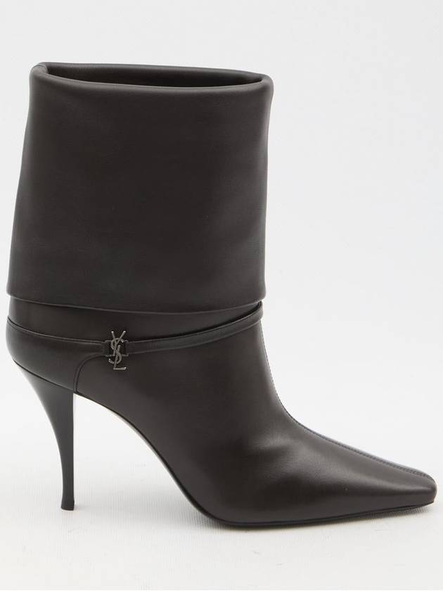 Niki Leather Ankle Boots Eagle Brown - SAINT LAURENT - BALAAN 2