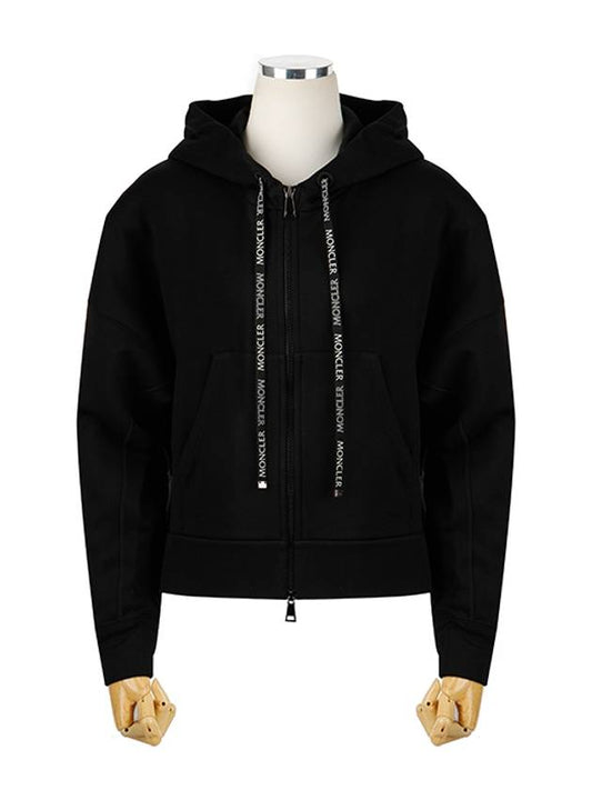 Logo String Zip Up Hoodie Black - MONCLER - BALAAN 2