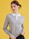 Scallop collar long-sleeved women’s knit LIGHT GRAY - 20THHOLE - BALAAN 2