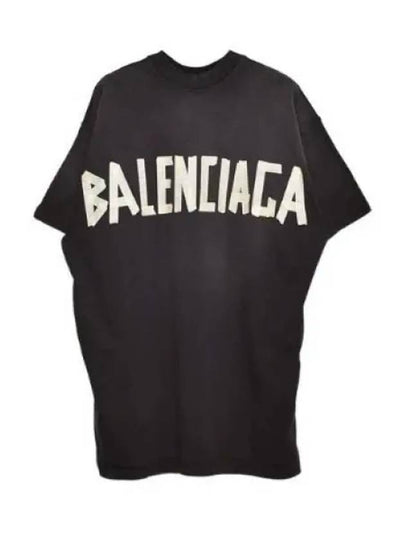 Tape Type Cotton Short Sleeve T-Shirt Black - BALENCIAGA - BALAAN 2