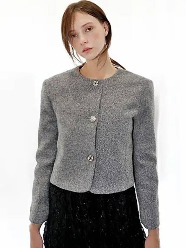 Curling Wool Round Neck Jacket Grey - DAMAGE MNEMONIC - BALAAN 2