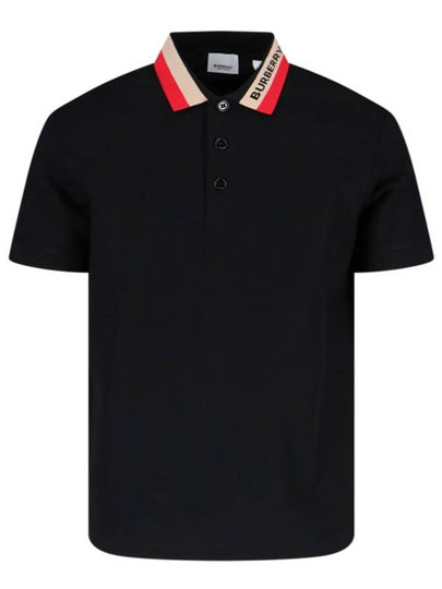 Logo Stripe Short Sleeve Polo Shirt Black - BURBERRY - BALAAN 2