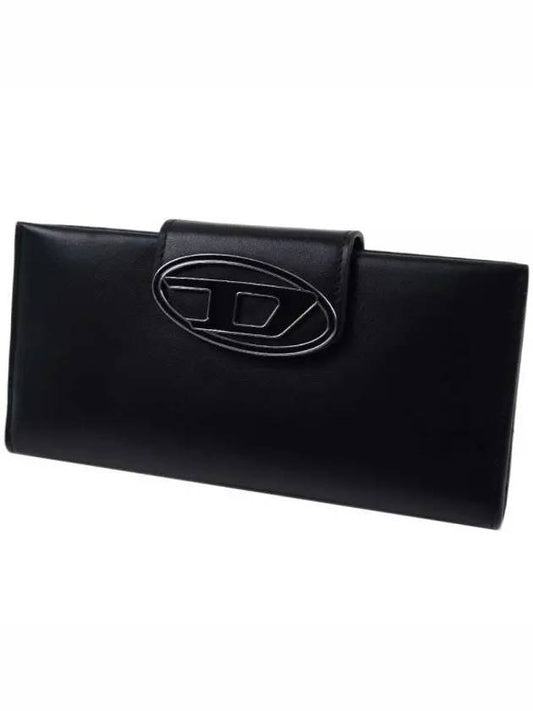 Julie D Logo Leather Long Wallet Black - DIESEL - BALAAN 2