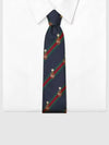 Men's Web Crest Silk Tie Navy - GUCCI - BALAAN 2