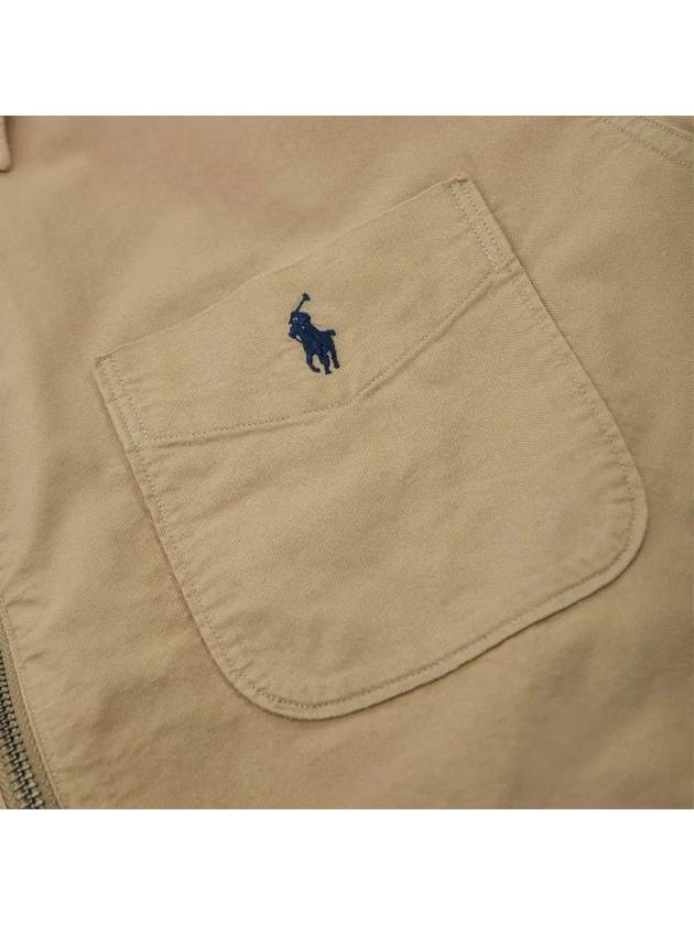 Men's Embroidered Logo Shirt Zip-Up Jacket Beige - POLO RALPH LAUREN - BALAAN 5