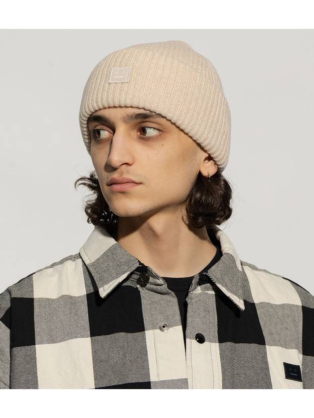 Small Face Logo Beanie Oatmeal Melange - ACNE STUDIOS - BALAAN 5