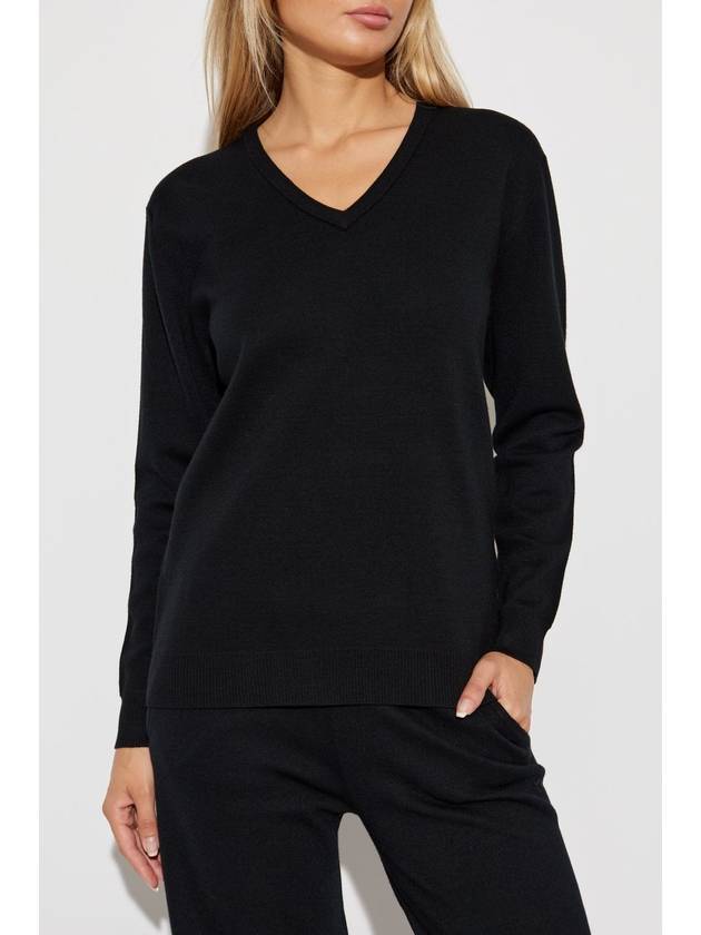 Fabera Fine Wool V Neck Knit Top Black - MAX MARA - BALAAN 4