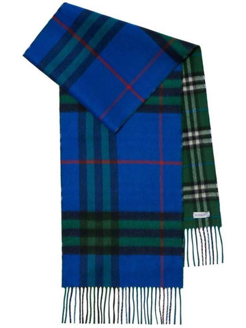 Check Reversible Cashmere Scarf Blue Green - BURBERRY - BALAAN 1