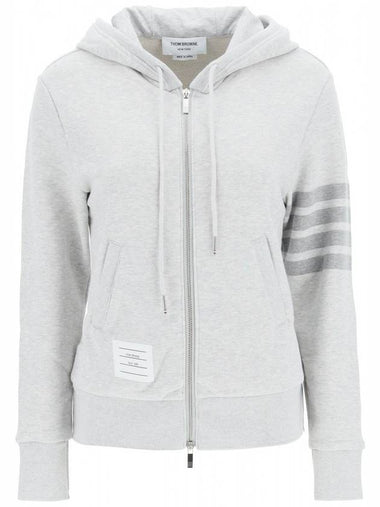 4-bar hooded zip-up light gray - THOM BROWNE - BALAAN 1