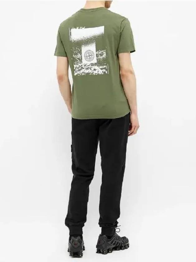 Men's Chest Logo Back Print Short Sleeve T-Shirt Olive Green - STONE ISLAND - BALAAN 8