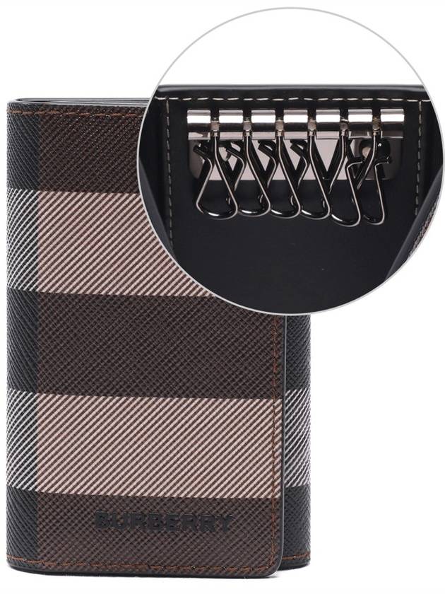 Check Leather Key Holder Brown - BURBERRY - BALAAN 3