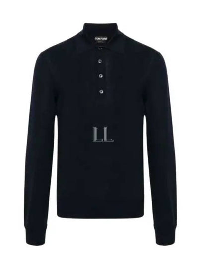 Knit Wool Long Sleeve Polo Shirt Navy - TOM FORD - BALAAN 2