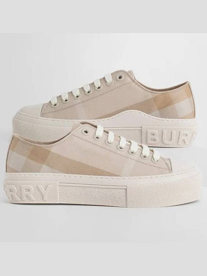 Women's Check Cotton Low Top Sneakers Beige - BURBERRY - BALAAN 2