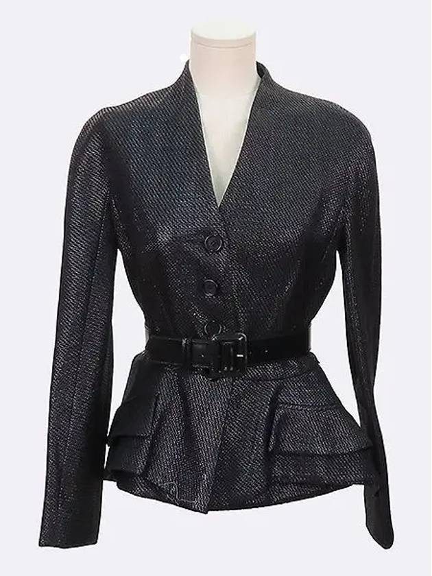 0E21211C1306 Black color cotton blend belted women s jacket - DIOR - BALAAN 1