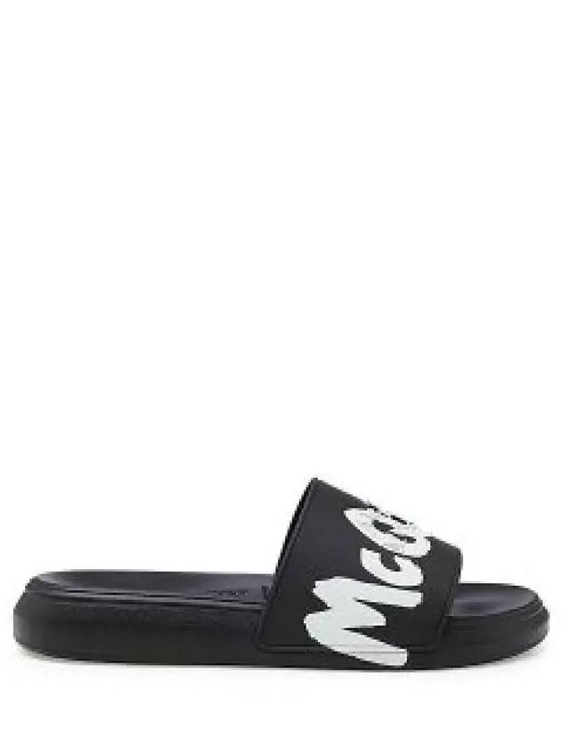 Men's Graffiti Rubber Pool Slippers Black - ALEXANDER MCQUEEN - BALAAN 2