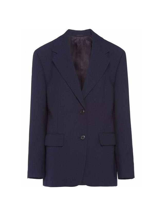 Single Breasted Wool Blazer Jacket Blue - PRADA - BALAAN 1