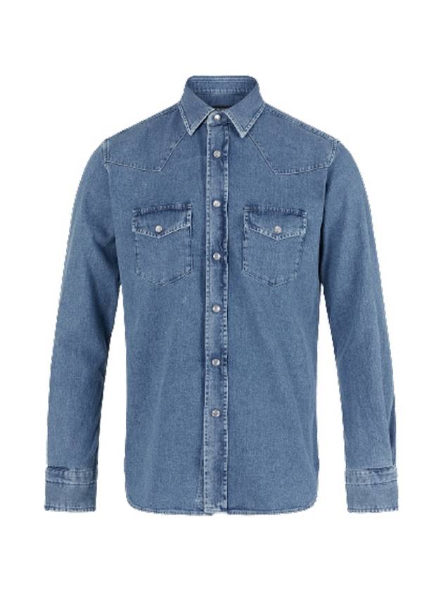 Flap Pocket Denim Long Sleeve Shirt Light Blue - TOM FORD - BALAAN 2