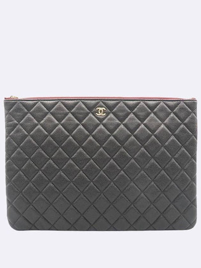 Chanel A82552 Black Caviar Skin Gold COCO Logo Clutch - CHANEL - BALAAN 2