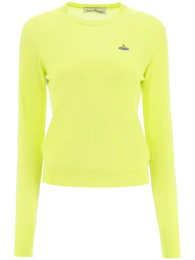 Women's Bea Jumper Logo Embroidered Knit Top Yellow - VIVIENNE WESTWOOD - BALAAN.