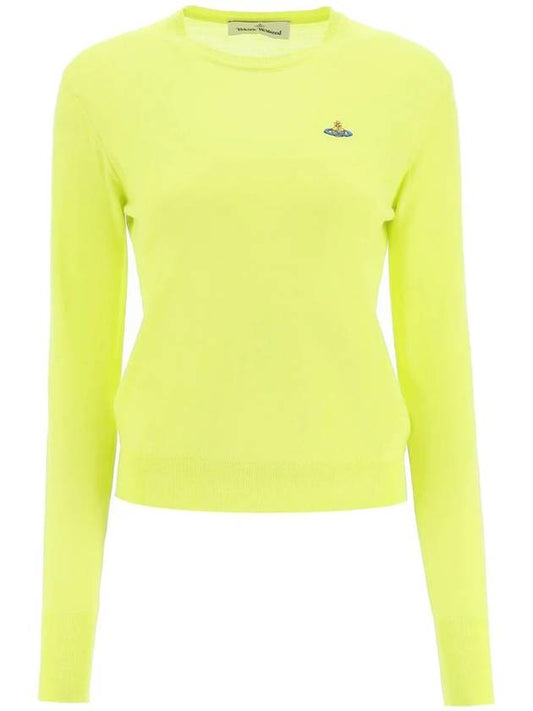 Women's Bea Jumper Logo Embroidered Knit Top Yellow - VIVIENNE WESTWOOD - BALAAN.