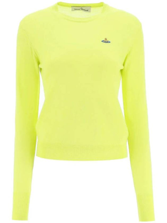 Women's Bea Jumper Embroidered Logo Knit Top Yellow - VIVIENNE WESTWOOD - BALAAN 1