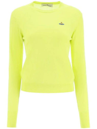 Women's Bea Jumper Embroidered Logo Knit Top Yellow - VIVIENNE WESTWOOD - BALAAN 1