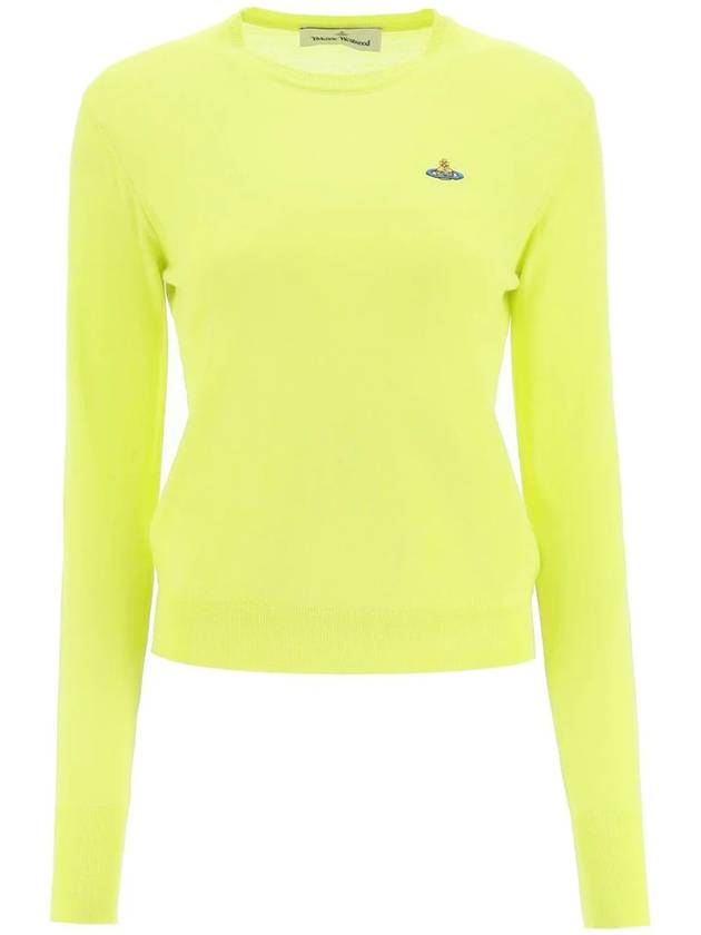 Women's Bea Jumper Logo Embroidered Knit Top Yellow - VIVIENNE WESTWOOD - BALAAN 1