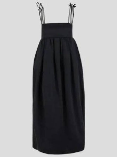 Double Satin String Long Dress Black - GANNI - BALAAN 2