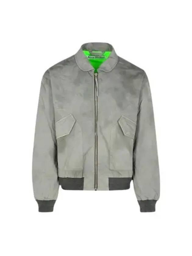 Logo Embroid Zip-Up Bomber Jacket Grey - ACNE STUDIOS - BALAAN 2